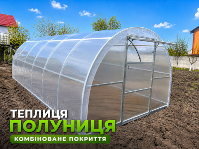 Теплиця «ПОЛУНИЦЯ» з квадратної оцинкованої труби (3м*10м*2м)
