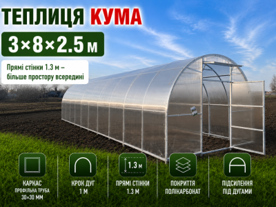 Теплиця «Кума» (3м*8м*2.5м)