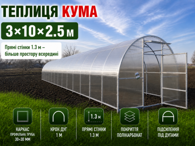 Теплиця «Кума» (3м*10м*2.5м)