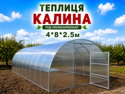 Теплиця "КАЛИНА" з квадратної оцинкованої труби (4м*8м*2,5м)