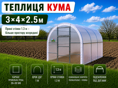 Теплиця «Кума» (3м*4м*2.5м)